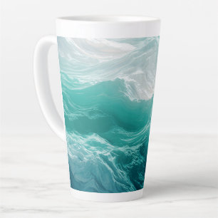Teal Ocean Waves Abstract Dream  Latte Mug