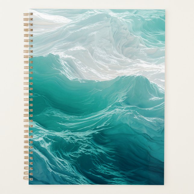 Teal Ocean Waves Abstract Dream  Planner (Front)