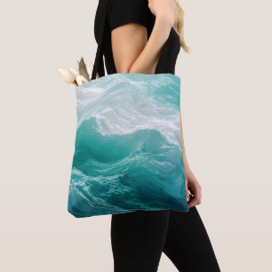 Teal Ocean Waves Abstract Dream Tote Bag
