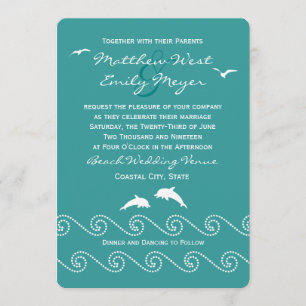 Teal Ocean Waves Wedding Invitation