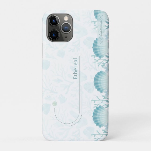 Teal Oceanic Pearls Personalised  Case-Mate iPhone Case (Back)