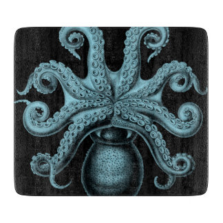 Teal Octopus on Cutting Board