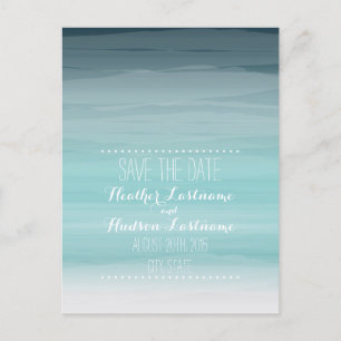 Teal Ombré Beach Wedding Save The Date Announcement Postcard