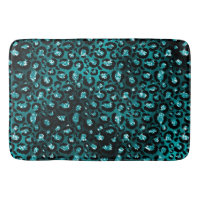 Teal Ombre & Black Glam Glitter Leopard Spots