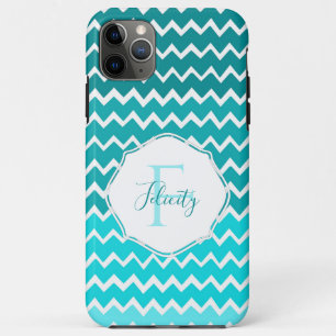 Teal Ombre Chevron Personalised iPhone Case