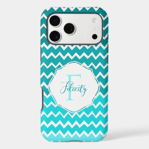 Teal Ombre Chevron Personalised iPhone Case