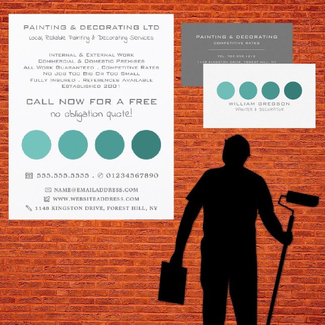 Teal Ombre Circles, Painter & Decorator Business Card (Creator Uploaded)
