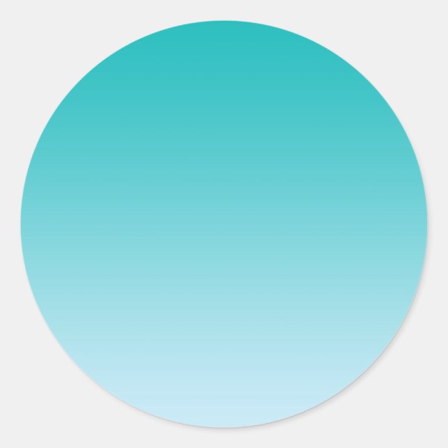 Teal Ombre Classic Round Sticker (Front)