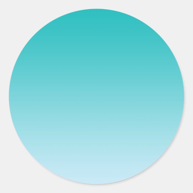 Teal Ombre Classic Round Sticker (Front)