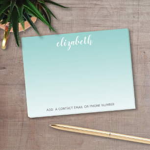 Teal Ombre Custom Handwritten Name CAN EDIT COLOR Post-it Notes