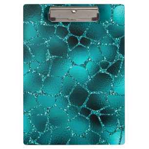 Teal Ombre Glam Glitter Giraffe Spots Pattern Clipboard