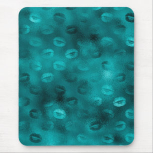 Teal Ombre Glam Glitter Lips Pattern Mouse Mat