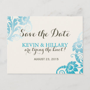 Teal Ombre Save the Date Postcard