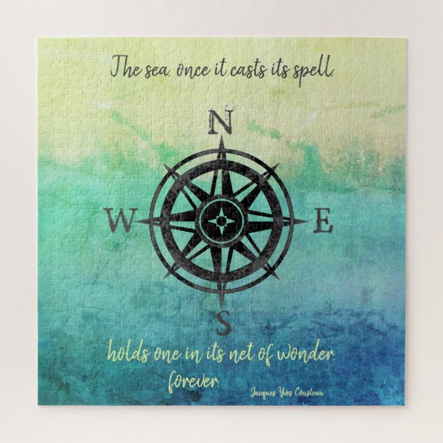 Teal Ombre Sea Jigsaw Puzzle (Vertical)