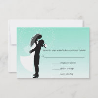 Teal Ombre Silhouette RSVP Response Card