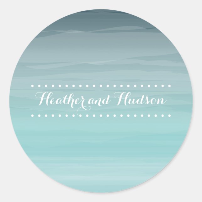 Teal Ombré Wedding Sticker (Front)