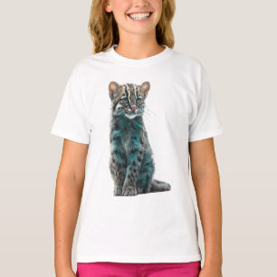 Teal Ombre Wildcat Cub Illustration Kids T-Shirt