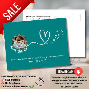 TEAL   On a Budget? Opt for a PHOTO Save the Date  Postcard