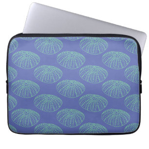 Teal on Blue Hand-drawn Sea Urchin Laptop Sleeve