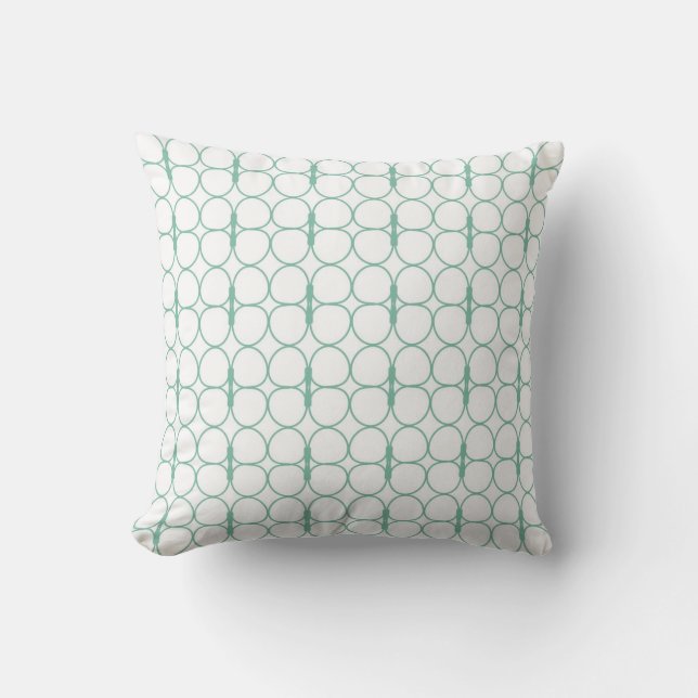 Teal on White Modern American MOJO Pillow (Front)