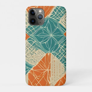 Teal, Orange, and Tan Abstract Flowers  iPhone 11 Pro Case