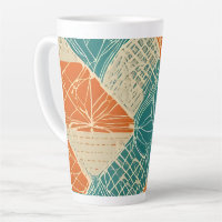 Teal, Orange, and Tan Abstract Flowers