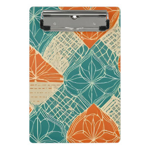 Teal, Orange, and Tan Abstract Flowers Mini Clipboard