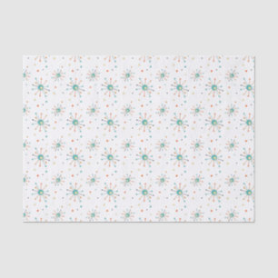 Teal Orange Atomic Starburst Mid Century Christmas Tissue Paper