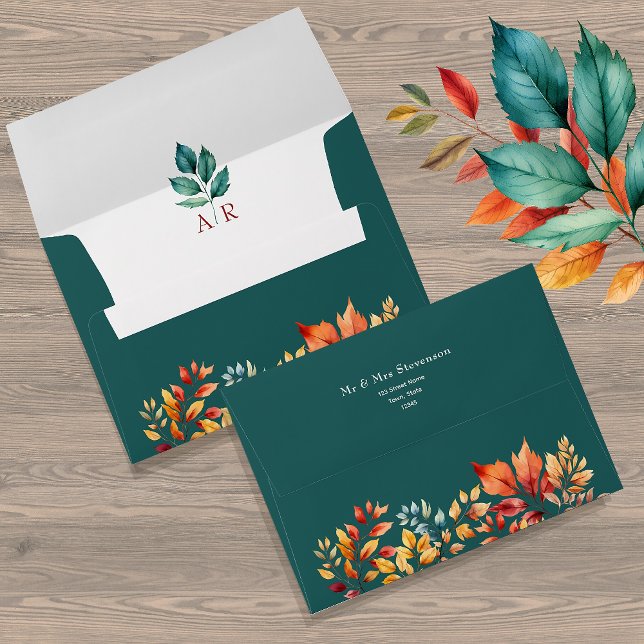 Teal Orange Fall Wedding Envelope (Creator Uploaded)