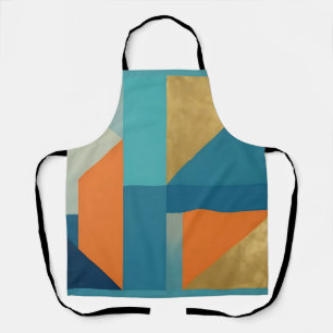 Teal Orange Gold Geometric Abstract Apron