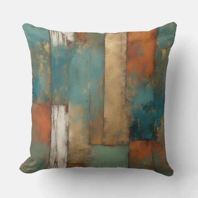 Teal Orange Gold Modern Farmhouse Cushion (Front)