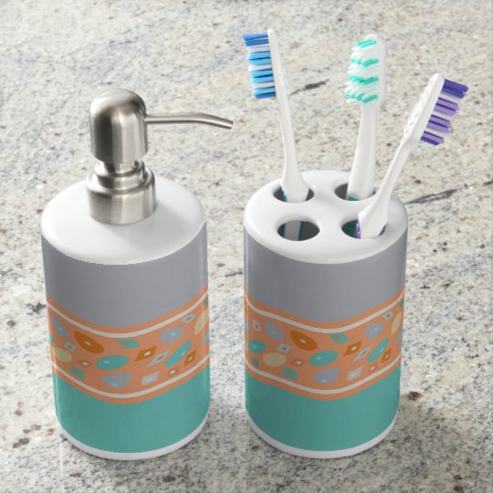 Teal Orange Grey Bathroom Set Zazzle Co Uk