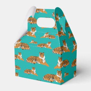 Teal Orange Jungle Tiger Animal Pattern Favour Box