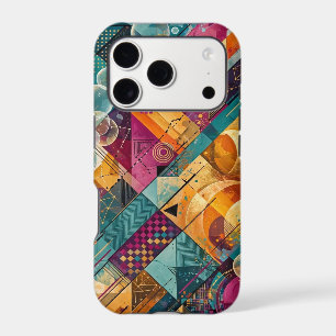Teal Orange Magenta Abstract Geometric Art