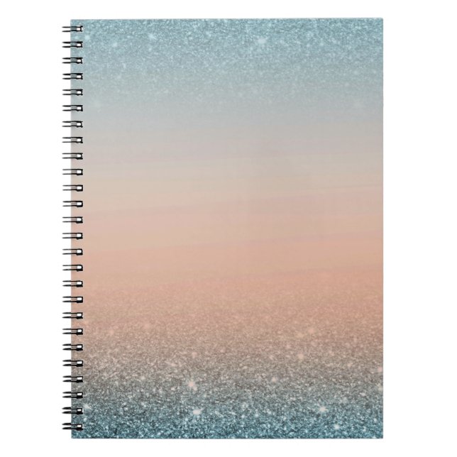 Teal & Orange Notebook with Blue Glitter (Front)
