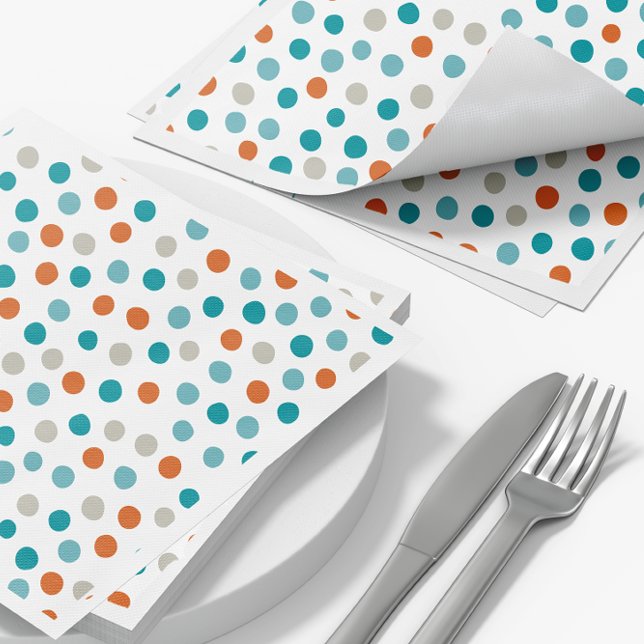Teal Orange Polka Dot Pattern Napkins (Creator Uploaded)