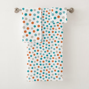Teal Orange Polka Dots bath towels