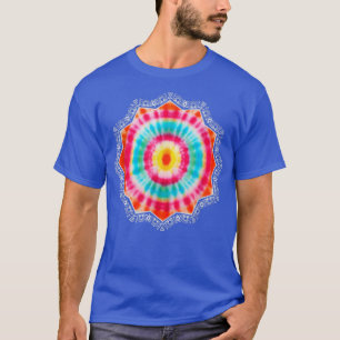 Teal Orange Spiral Tie Dye Mandala Geometry Art Yo T-Shirt