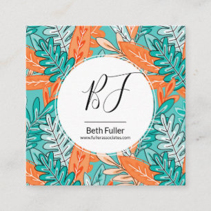 Teal & Orange Urban Jungle Leaves Business Card