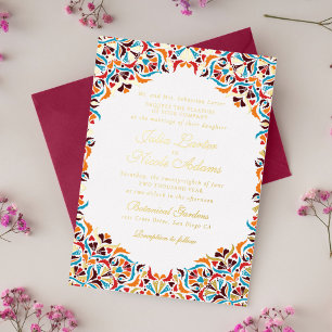 Teal Orange Whimsical Floral Mandala Wedding