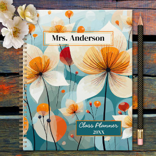 Teal Orange Wildflowers Teacher Planner