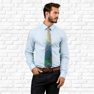 Teal Orion Nebula Cosmic Photo Tie