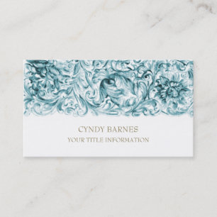 Teal Ornate Baroque Business Card