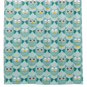 Teal Owls Shower Curtain