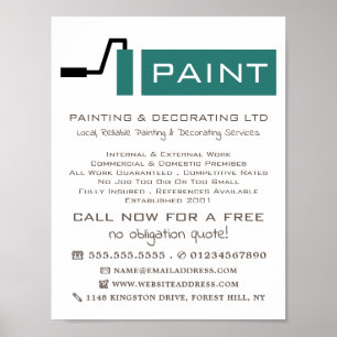Teal Paint Roller, Painter & Decorator Advertising Poster