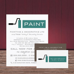 Teal Paint Roller, Painter & Decorator Business Card