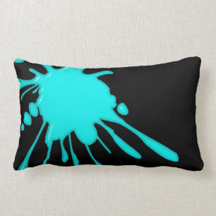 Teal Paint Splatter Black American MoJo Lumbar Pil Lumbar Cushion