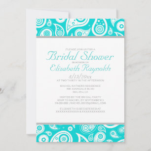 Teal Paisley Bridal Shower Invitations