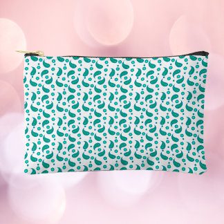 Teal Paisley Floral Pattern • Modern Boho Accessory Pouch