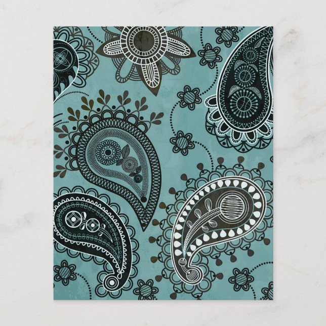 Teal paisley scrapbook background paper (Front)